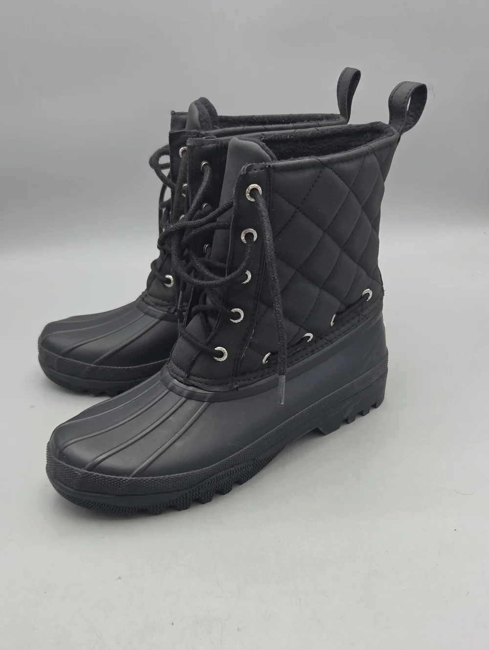 Sperry Women’s Black Winter Rainboots Quilted Women 7 Waterproof Rubber Boots